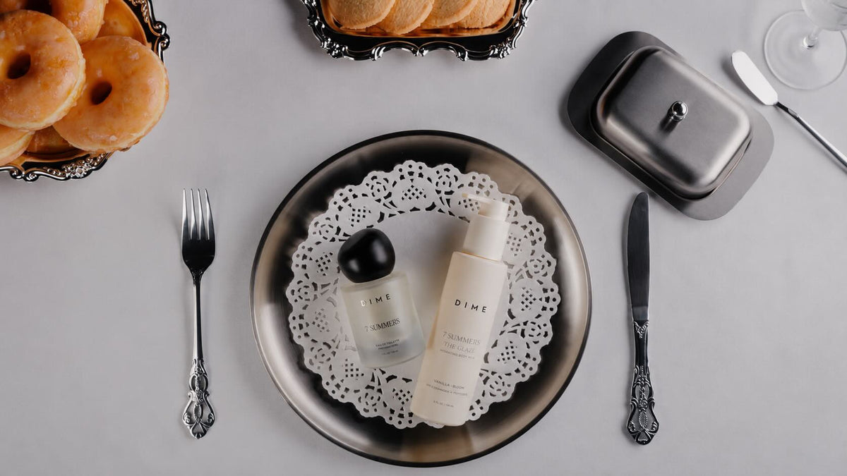 Load video: Introducing The Body Glow Duo with NEW 7 Summers fragrance-infused The Glaze Body Oil paired with 7 Summers fragrance.